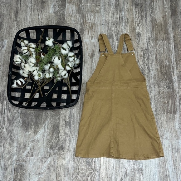 Hayden Kids Girl Patch Pocket Button Down Camel Overall Dress Size Large Stretch - Picture 3 of 6